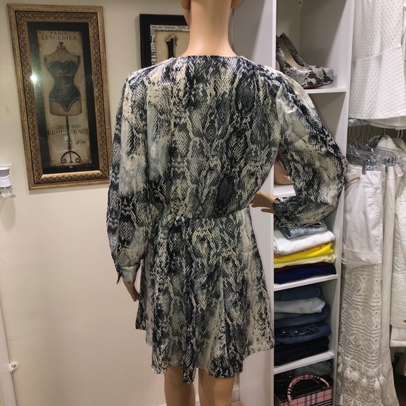 Zara Snake Skin Animal Print Silk Mini Dress - Picture 7 of 9